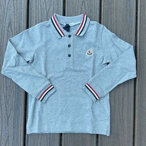 NWT Moncler Boy’s long sleeve Maglia Polo Manica size  6 Gray